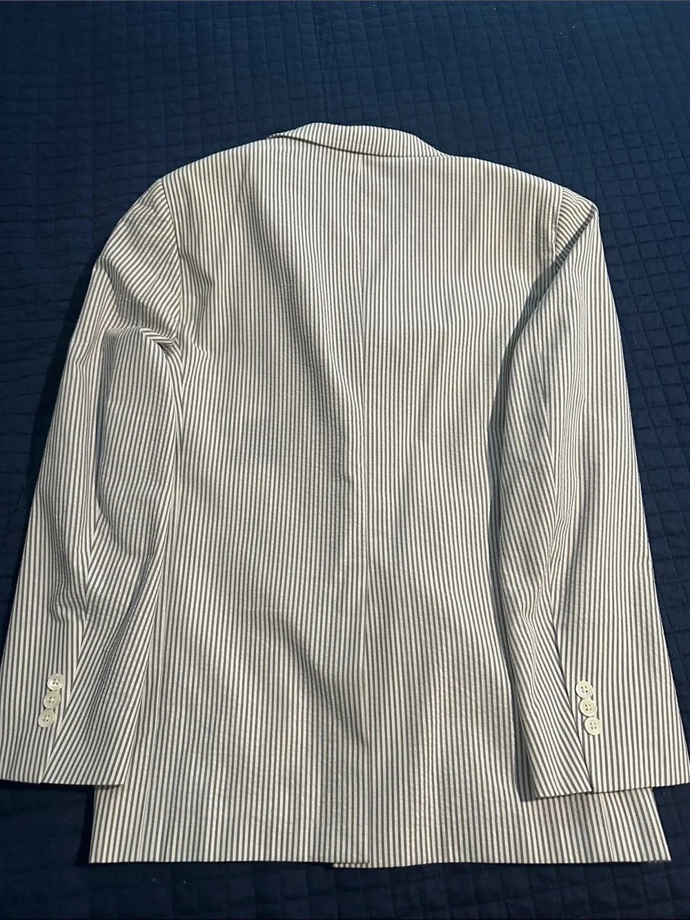 Men's White & Navy Brooks Brothers Classic Seersucker Blazer, Regent Fit, 42R